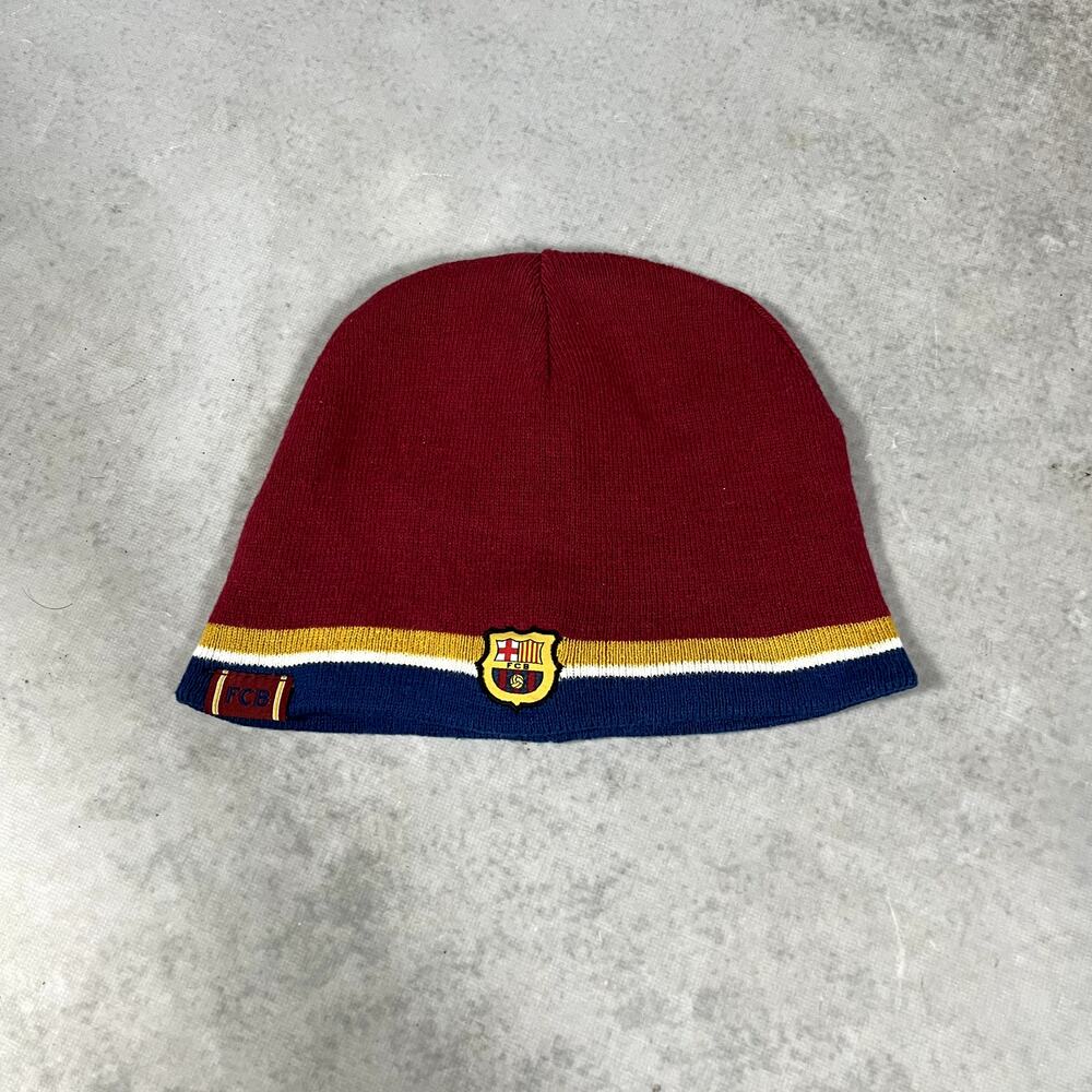 Vintage Barcelona FC Reverible Beanie Soccer Skully One Size